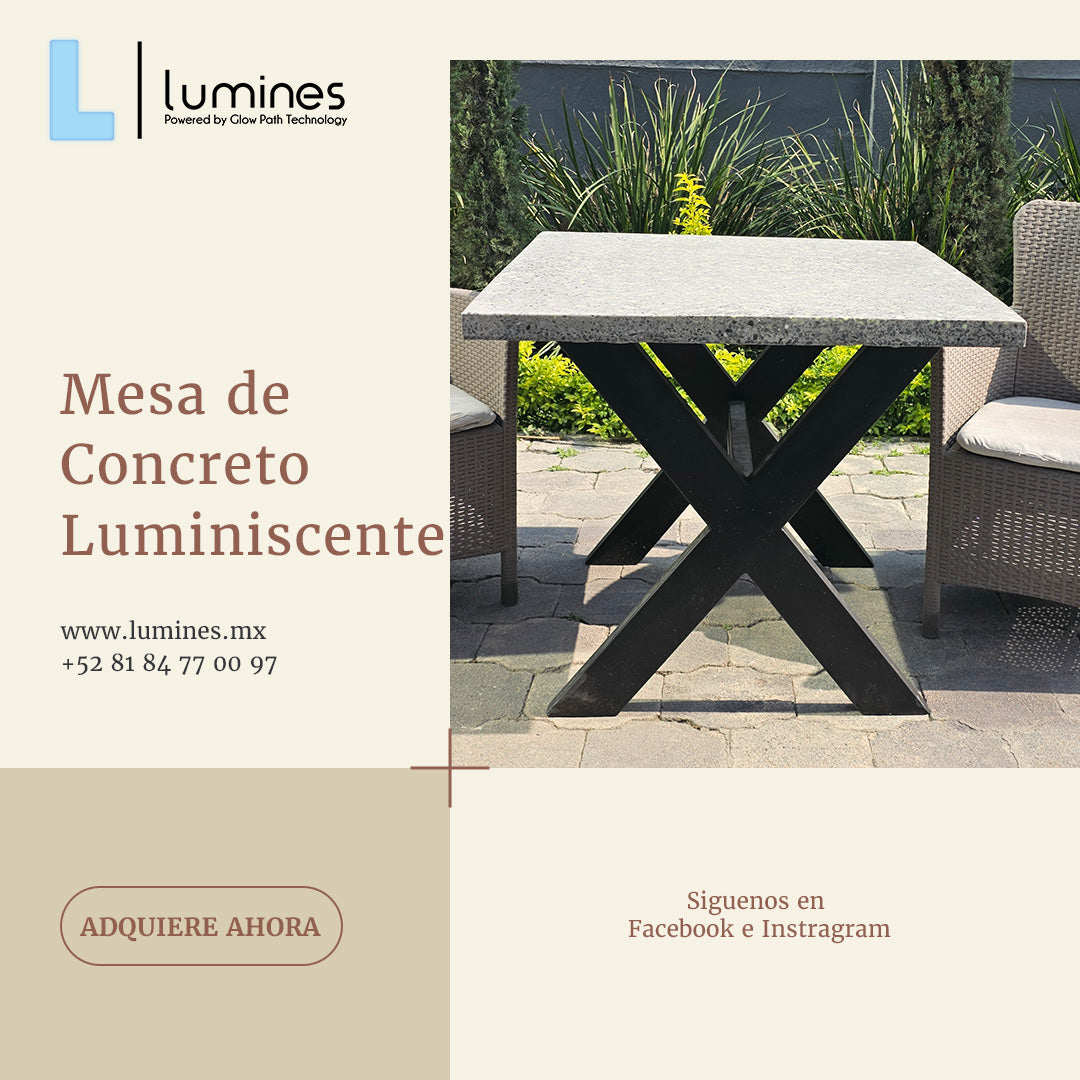 ¡Descubre la magia de la iluminación con nuestras cubierta de concreto luminiscente! Mesa Luminiscente 91 x 91 cm